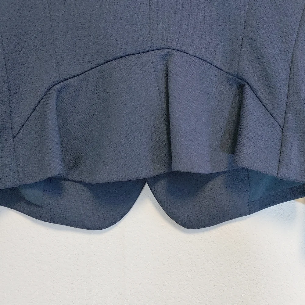 Rebecca Taylor Navy and Black Blazer with Lamb Leather Collar Sz 6 Contemporary
